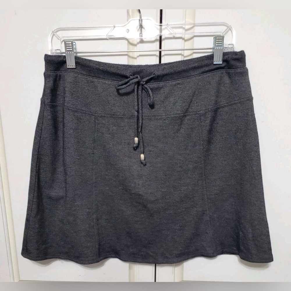 Green Tea Striped Drawstring Waist Skort